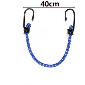 Corde pour casque de moto en 4 parties &mdash; Corde &eacute;lastique robuste &mdash; Crochets de fixation bleus &mdash; Porte-bagages extensible bleu &mdash; Sangle &eacute;lastique pour