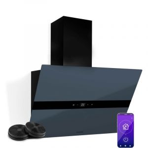 Klarstein - WiFusion Hotte Aspirante - 60 cm, 680 m³/h, cee a++, Wi-Fi & Tactile, led 6000-6500 k, Silencieuse 52 dB, Hotte de Cuisine, Noire, Filtre