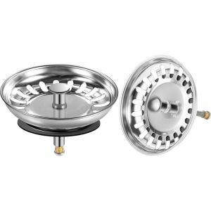 Aiperq Lot de 2 Bouchon Evier Cuisine, 80mm Bonde Evier Cuisin en Inox, Antiblocage Filtre Evier Cuisine Broche Cr&eacute;pine d'&Eacute;vier Vidange Rapide