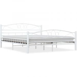 Lit double pour adulte Cadre de lit - Blanc Métal 160 x 200 cm BV836165