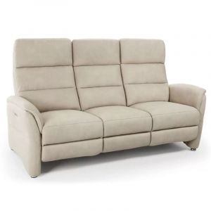 Canapé de relaxation en nubuck Valenza-Beige clair-Système Electrique-1 place fauteuil