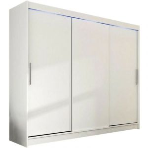 Mobilier1 - Armoire Closico 118, Blanc, 215x250x58cm, Portes d'armoire: Coulissantes, Nombre d'&eacute;tag&egrave;res: 0, led