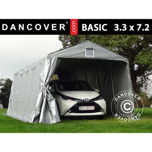 Dancover - Tente Abri Voiture Garage Basic, 3,3x7,2x2,4m pe, Gris