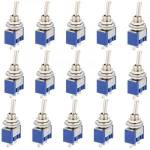 Coavas - Lot de 15 Commutateurs à bascule, Mini Interrupteur à Bascule, ac 125V 6A on-off 3 Broches 2 Position spdt Interrupteur a Bascule