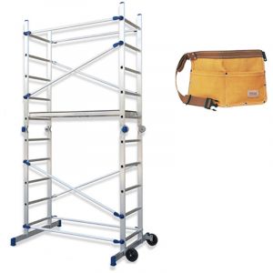 Echafaudage domestique pliable : Hauteur de travail maximale de 3.78m + Ceinture porte-outils - FACPN-CEINTURE