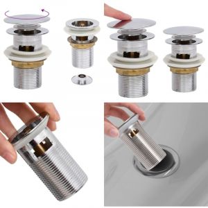 Vidaxl - Drain à poussoir avec débordement Chrome 6,4x6,4x9,1 cm - Robinet Lavabo - Robinetterie Salle De Bain - Évacuation Lavabo - Siphon Lavabo