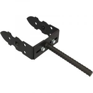 Support de Poteau en u 120-200 mm Ancre de Poteau R&eacute;glable Manchon de Sol &agrave; B&eacute;tonner D&eacute;coratif Rev&ecirc;tu de Poudre Noir - Kotarbau