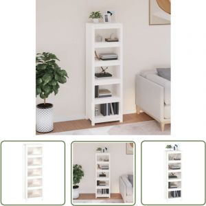 Bibliothèque Blanc 50x35x154 cm Bois de pin massif - Bibliothèque Blanche - Bibliothèque Bois - Étagère Bois - Meuble Rangement - Armoire à Livres