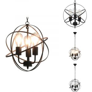 Vidaxl - Lampe suspendue Noir Sphère 3 ampoules E27 - Lampe Suspendu - Lampadaire - Éclairage Intérieur - Salon - Salle à Manger