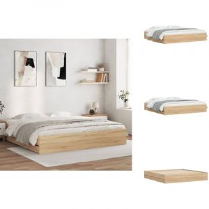 Cadre de lit avec tiroirs sans matelas chêne sonoma 180x200 cm - Cadre De Lit - Lit Double - Tiroir Lit - Lit Design - Meuble Chambre