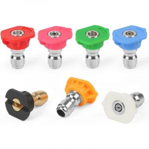 7 Pcs Embouts de Buse de Pulv&eacute;risation pour Laveuse &agrave; Pression, Embout de Buse d'eau, Buse de Pulv&eacute;risation pour Nettoyeur Haute Pression, 1/4 Buses