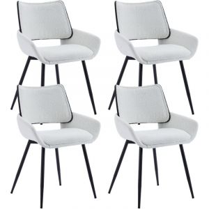 Wahson Office Chairs - Chaises de Salle &agrave; Manger Lot de 4 Chaise Salle a Manger Fausse Fourrure Chaise de Cuisine Moderne avec Dossier Bois, Pied