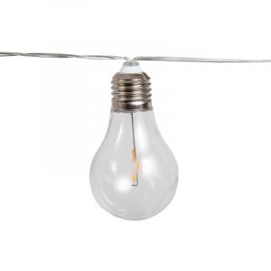 STELLA Guirlande lumineuse d'intérieur et d'extérieur. 10 ampoules LED à lumière chaude avec charge solaire et batterie rechargeable. Fabriqué en