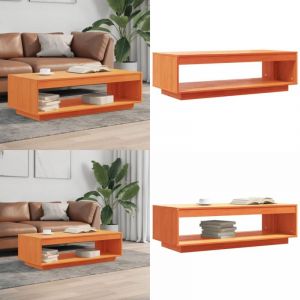 Table basse cire marron 110x50x33,5 cm bois massif de pin - Table Basse - Meuble Salon - Table D'appoint - Table Design - Bois Massif - Home & Living
