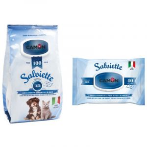 Lingettes Camon musc et aloe 100 pcs &ndash; D&eacute;tergents d&eacute;licats pour le pelage et le visage des chiens et chats