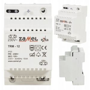 Zamel Transformateur Modulaire TRM-12 - 12V/230V - S&eacute;curis&eacute; - Montage sur Rail TH35 - Protection Surcharge