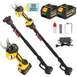 S&eacute;cateur &eacute;lectrique sur perche,2 vitesse,40mm secateur a batterie,1.8m Perche T&eacute;lescopique,2x4.0Ah Batteries pour la Taille, Le Jardinage, Les Arbres