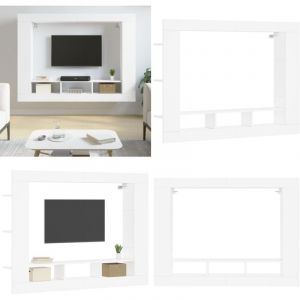 Vidaxl - Meuble tv blanc 152x22x113 cm bois d'ing&eacute;nierie - Meubles Tv - Meuble Tv - Support Tv - Meuble Hifi - Meuble Moderne - Home & Living