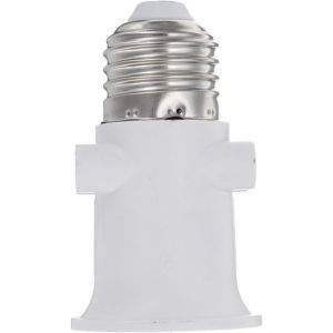 Douille Adaptateur de douille E27, Base de LED Douille de lampe, Conversion en prise de courant et prise E27(Blanc)