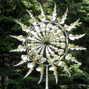 Moulin &agrave; vent m&eacute;tallique unique et magique, sculpture cin&eacute;tique 3D actionn&eacute;e par le vent, &eacute;olienne m&eacute;tallique solaire, &eacute;olienne de jardin solaire