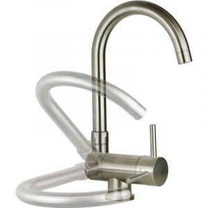 Paffoni - Mitigeur &eacute;vier avec bec inclinable couleur acier bross&eacute; Stick SK189ST Steel Looking