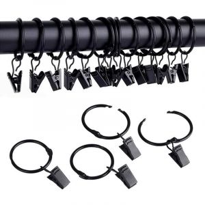 25pcs anneaux de rideaux avec pinces crochets de rideaux en métal, faciles à ouvrir et à fermer, crochets de rideaux en métal pour rideaux de douche