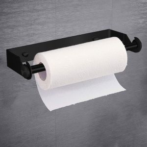 D&eacute;rouleur Porte Essuie Tout Murale 33cm Support pour Porte Papier de Cuisine en Acier Inox Porte Sopalin pour Toilette Noir
