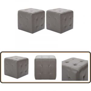 2 pcs Tables de chevet Gris 30x30x30 cm Similicuir - Table De Chevet - Table Nuit - Meubles De Chambre - Mobilier Retro - Simili Cuir