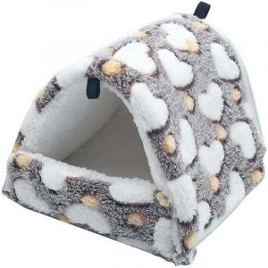 Couchage Rongeur Peluche Petite Maison Hamster Hamac Jouet Lit Cabane pour Cochon d'Inde Lapin Chinchilla Furet, Marron