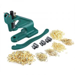 SJLERST Machine Pince &agrave; Oeillets Professionnelle, Manuelle &agrave; Cr&eacute;maill&egrave;re avec 3 Matrices et 900pcs Oeillets 6mm/10mm/12mm pour DIY Couturi&egrave;res