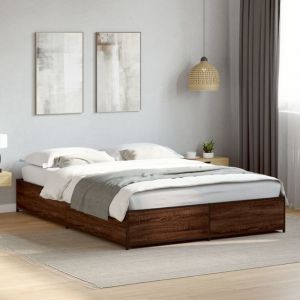 Maison Chic - Cadre de lit sans matelas-Structure de lit ch&ecirc;ne marron 120x190 cm 525465