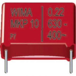 Wima MKP 10 0,33uF 10% 630V RM22,5 1 pc(s) Condensateur &agrave; film MKP sortie radiale 0.33 &micro;F 630 V/DC 20 % 22.5 mm (L x l x H) 26.5 x 11 x 21 mm W37235