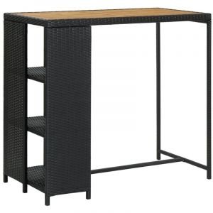 Décoshop26 - Table d'appoint multifonction avec rangement 120 x 60 x 110 cm résine tressée noir bois et acier DEC036335