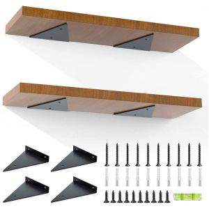 Jalleria - 4 Pièces Supports d'étagère Flottants, Supports à Tablettes Muraux Triangulaires Invisibles, Equerre Etagere Murale Métal pour étagère