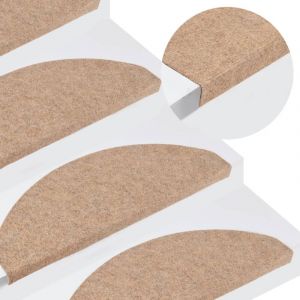Design In - Tapis d'escalier autocollants 15 pcs,Marchettes d'escalier,Protections d'escalier 65x22,5x3,5 cm Beige CFW47077