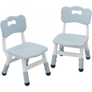 Set de 2 Chaises pour Enfants-HOERFURIY -Chaise &agrave; Hauteur Adjustable en 3 Niveaux, en Plastique pour Enfants de 2 &agrave; 6 Ans,BLUE