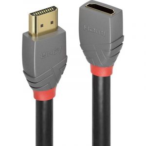 Lindy - Rallonge hdmi Fiche mâle hdmi-a, Prise femelle hdmi-a 1.00 m anthracite, noir, rouge 36476 4K uhd, contacts dorés