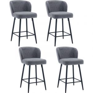 Wahson Office Chairs - Tabouret de Bar Lot de 4 Chaise de Bar Moderne Tabouret Bar Moumoute Pieds M&eacute;tal Chaise Bar Coussin &Eacute;pais, Lin, Gris