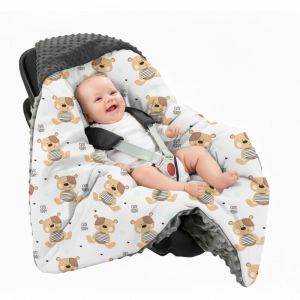 Gigoteuse Minky 80x80cm pour si&egrave;ge auto, &eacute;charpe de portage, doudou