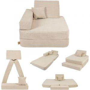 Fauteuil pliable pour enfant &agrave; partir de 1 an et matelas de jeu - Beige