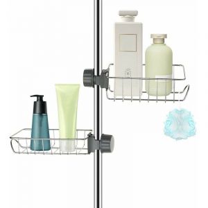 2x Étagère Douche Sans Percage Inox,Étagère Salle de Bain Télescopique Inoxydable, Tablette Support Douche, Porte Savon Barre Douche, Serviteur