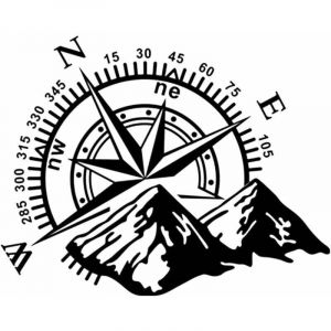 Sticker Boussole Montagne, Vinyle Imperm&eacute;able Carrosserie Fen&ecirc;tre Capot Autocollant Voiture Autocollants pour Voiture V&eacute;hicule R&eacute;fl&eacute;chissant