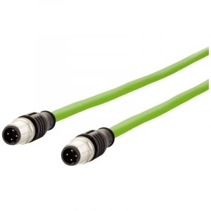 Metz Connect 142M1D11010 M12 Câble réseau, câble patch CAT 5e SF/FTP 1.00 m vert gaine PUR, résistant aux acides, résistant à l'ozone, résistan