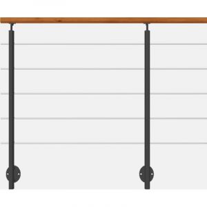 Kit garde-corps aluminium gris anthracite 2m pose lat&eacute;rale avec main courante teint&eacute;e ch&ecirc;ne, Inoline KORDO