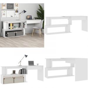 Bureau d'angle Blanc 200x50x76 cm Bois d'ingénierie - Bureau D'angle - Bureau Blanc - Meuble De Bureau - Bureau Informatique - Bureau Compact - Home