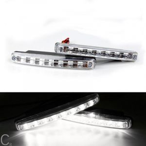2 pi&egrave;ces de feux de jour &agrave; LED pour voiture, feux d&eacute;coratifs universels, feux de grille centrale &agrave; 8 LED, petits feux de jour &agrave; 8 lumi&egrave;res