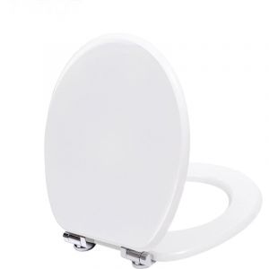 TODOT Abattant WC avec Frein de Chute Silencieux, Lunette de Toilette en Bois MDF, Finition Laqu&eacute;e Effet Miroir, Charni&egrave;res Inox/Zinc Ajustables,