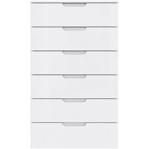 Chiffonnier h. 117 cm 6 tiroirs blanc laqué et mat - pure