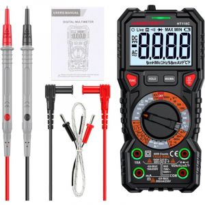 Durficst - Multimètre Digital Multimètre Numérique HT118 Ture rms, Plage Automatique ncv Hz 1000V ac/dc 6000 Points, Testeur Multimètre Professionnel