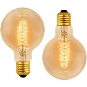 Lot de 2 Vintage G80 E27, 40W Blanc Chaud 2700K, AC 220V, Ampoules de D&eacute;coration &agrave; Incandescence R&eacute;tro E27 Spirale Tungst&egrave;ne Filament Lampe